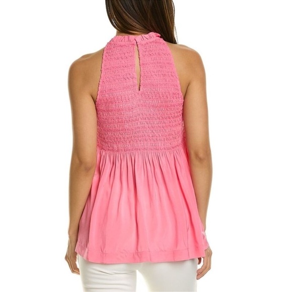NWT Trina Turk El Rancho Halter Neck Peplum Top in Candy Pink - Size Medium - Picture 2 of 7